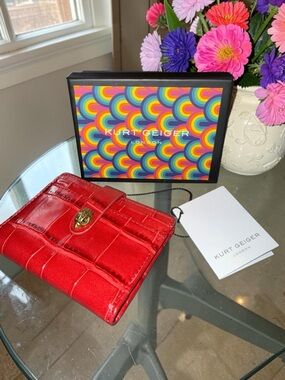 Kurt Geiger London Red Croc Embossed Wallet NWT Eagle Head